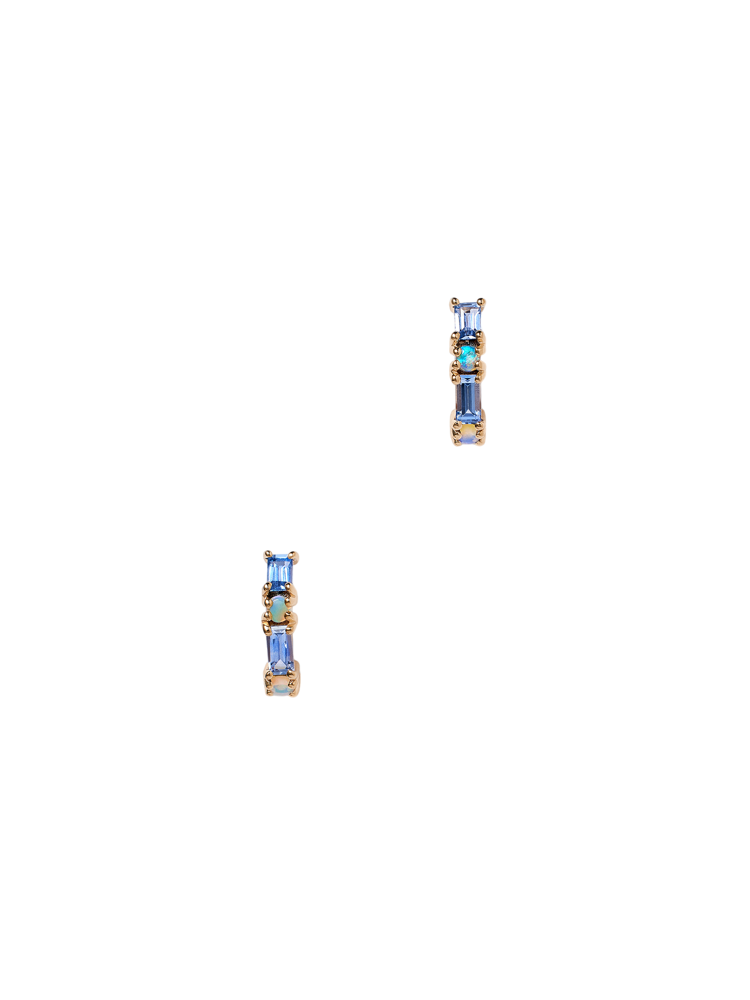 Sapphire & opal pillar huggie earring